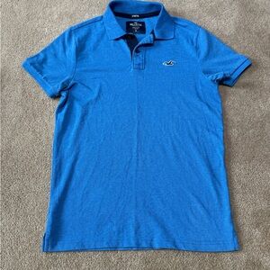 Hollister Men's Bright Blue Polo Shirt with Logo